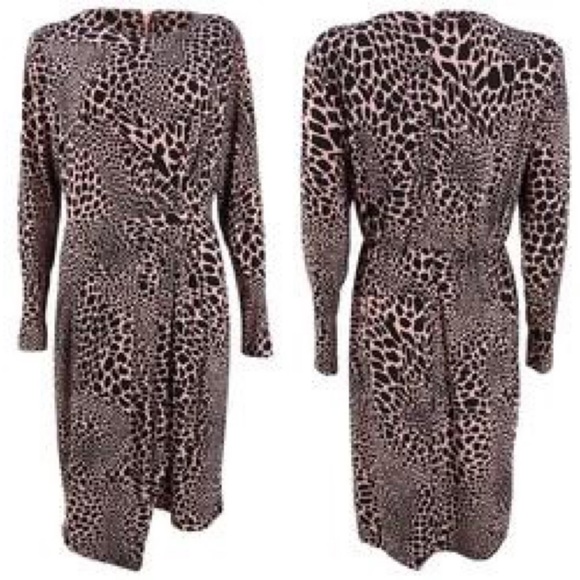 Alfani Faux Wrap Pink Animal Print Midi Dress - Picture 1 of 13